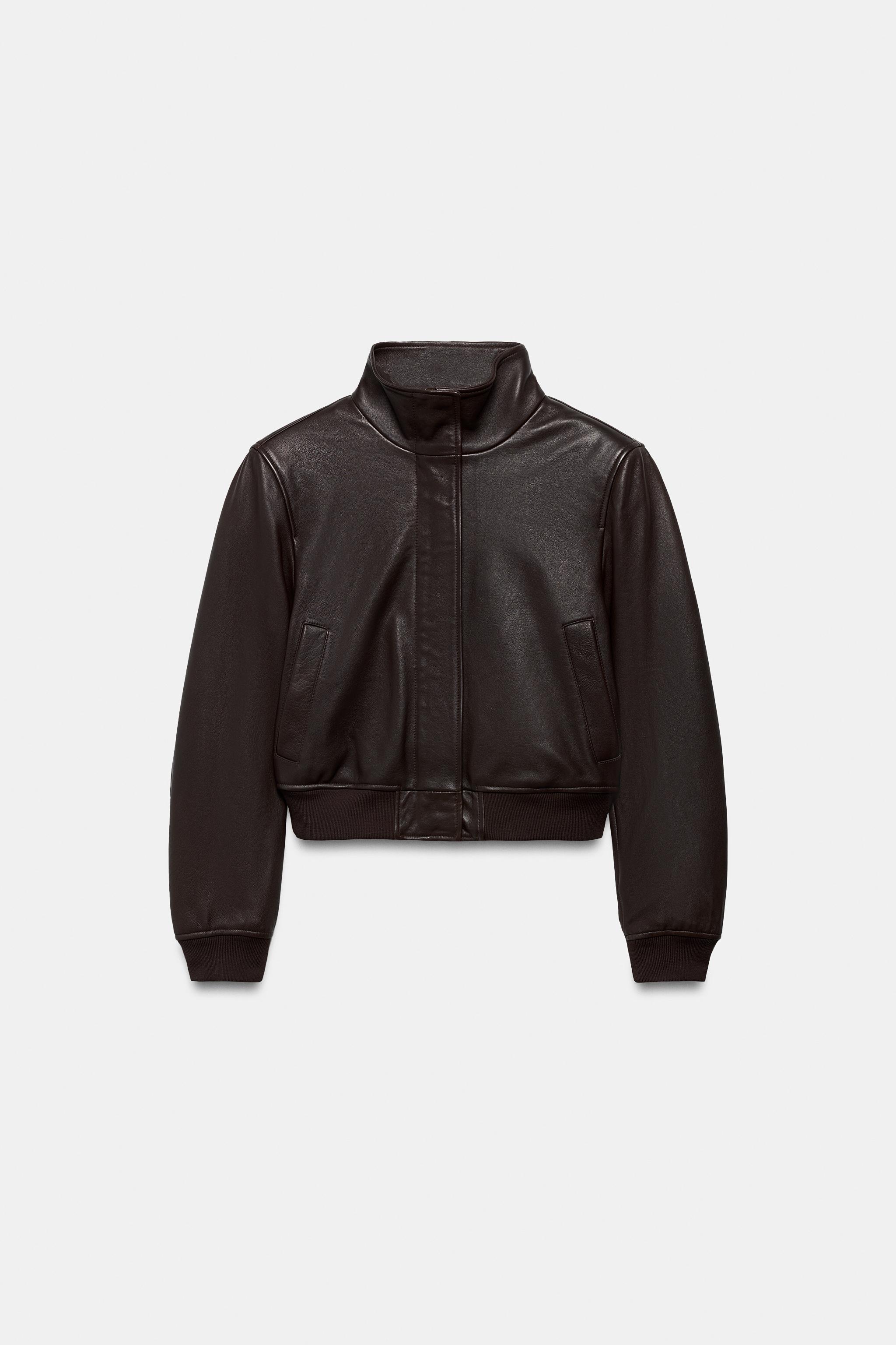 ZW COLLECTION LIMITED EDITION LEATHER BOMBER JACKET WITH SHOULDER PADS